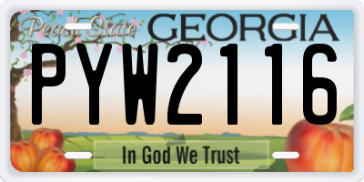 GA license plate PYW2116