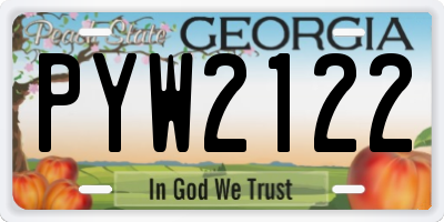 GA license plate PYW2122