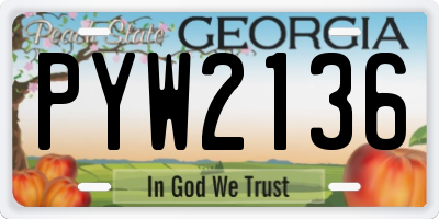 GA license plate PYW2136