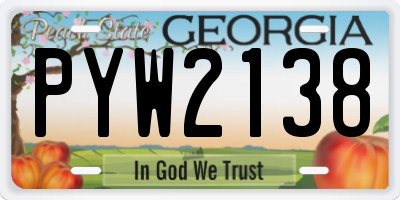 GA license plate PYW2138