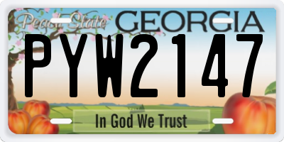 GA license plate PYW2147