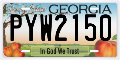 GA license plate PYW2150