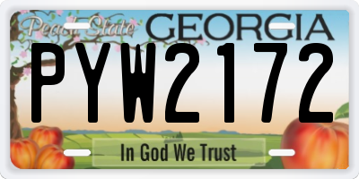 GA license plate PYW2172