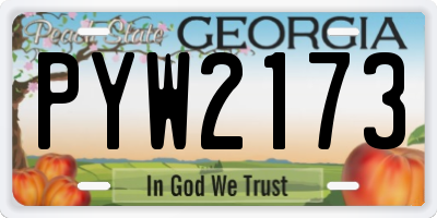 GA license plate PYW2173