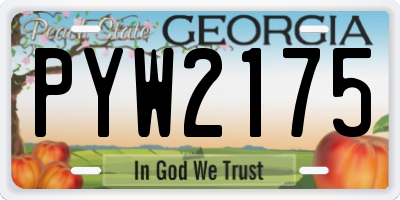 GA license plate PYW2175