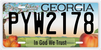 GA license plate PYW2178