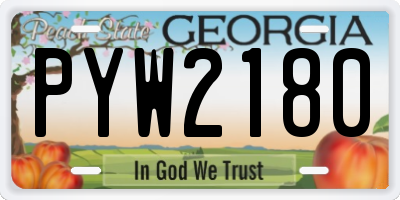 GA license plate PYW2180