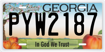 GA license plate PYW2187