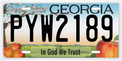 GA license plate PYW2189