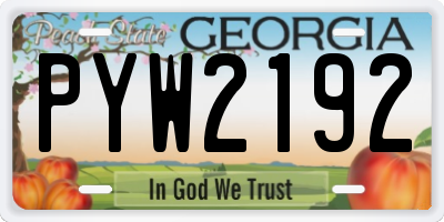 GA license plate PYW2192