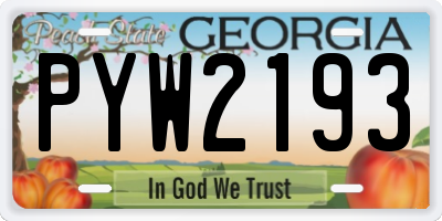 GA license plate PYW2193