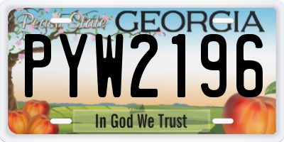 GA license plate PYW2196