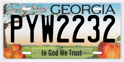 GA license plate PYW2232