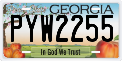 GA license plate PYW2255