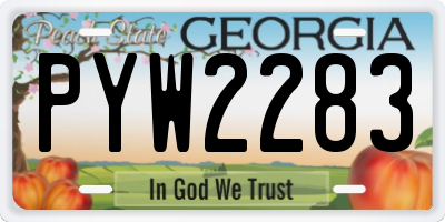 GA license plate PYW2283