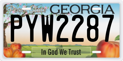 GA license plate PYW2287