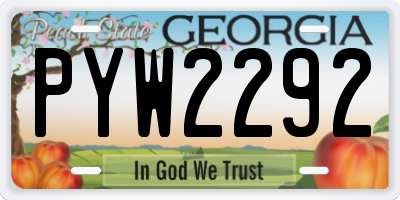 GA license plate PYW2292