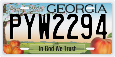 GA license plate PYW2294