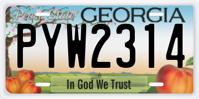 GA license plate PYW2314