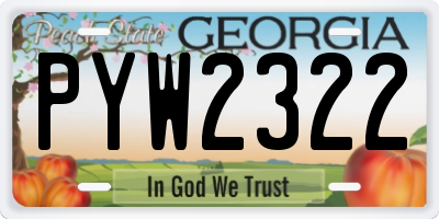 GA license plate PYW2322