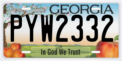 GA license plate PYW2332