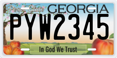 GA license plate PYW2345