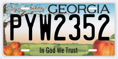 GA license plate PYW2352