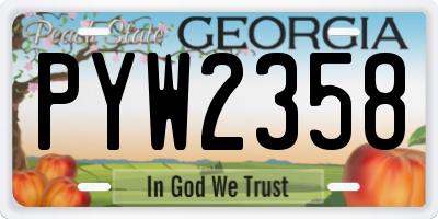GA license plate PYW2358