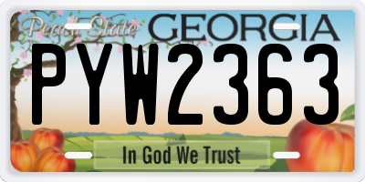 GA license plate PYW2363