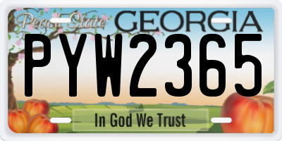 GA license plate PYW2365