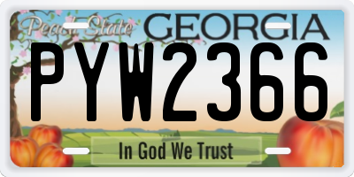 GA license plate PYW2366