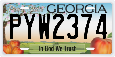 GA license plate PYW2374