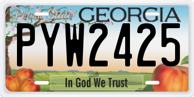 GA license plate PYW2425