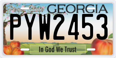 GA license plate PYW2453