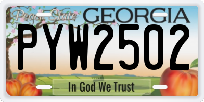 GA license plate PYW2502