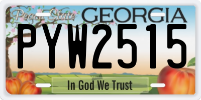 GA license plate PYW2515