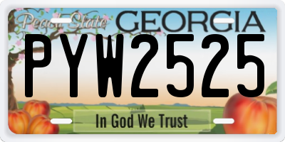 GA license plate PYW2525