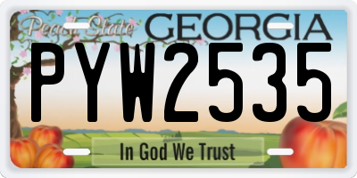GA license plate PYW2535