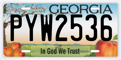 GA license plate PYW2536