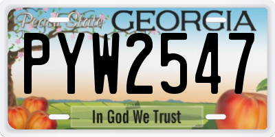 GA license plate PYW2547