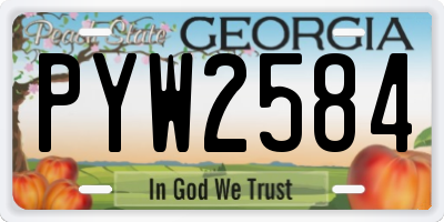 GA license plate PYW2584