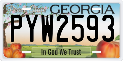 GA license plate PYW2593