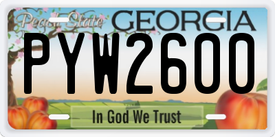 GA license plate PYW2600