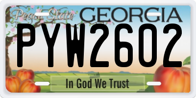 GA license plate PYW2602