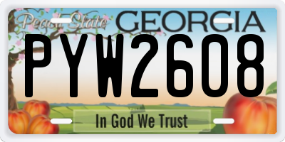 GA license plate PYW2608