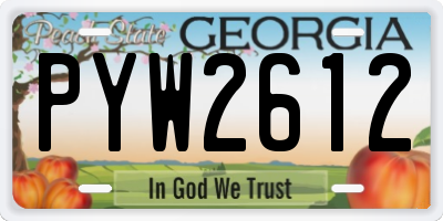 GA license plate PYW2612