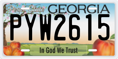 GA license plate PYW2615