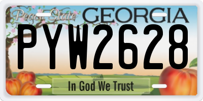 GA license plate PYW2628