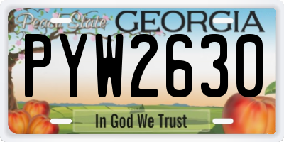 GA license plate PYW2630