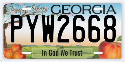 GA license plate PYW2668